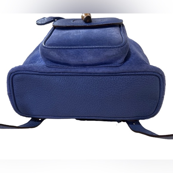Gucci Blue Suede and Letter Bamboo Backpack - Picture 6 of 13